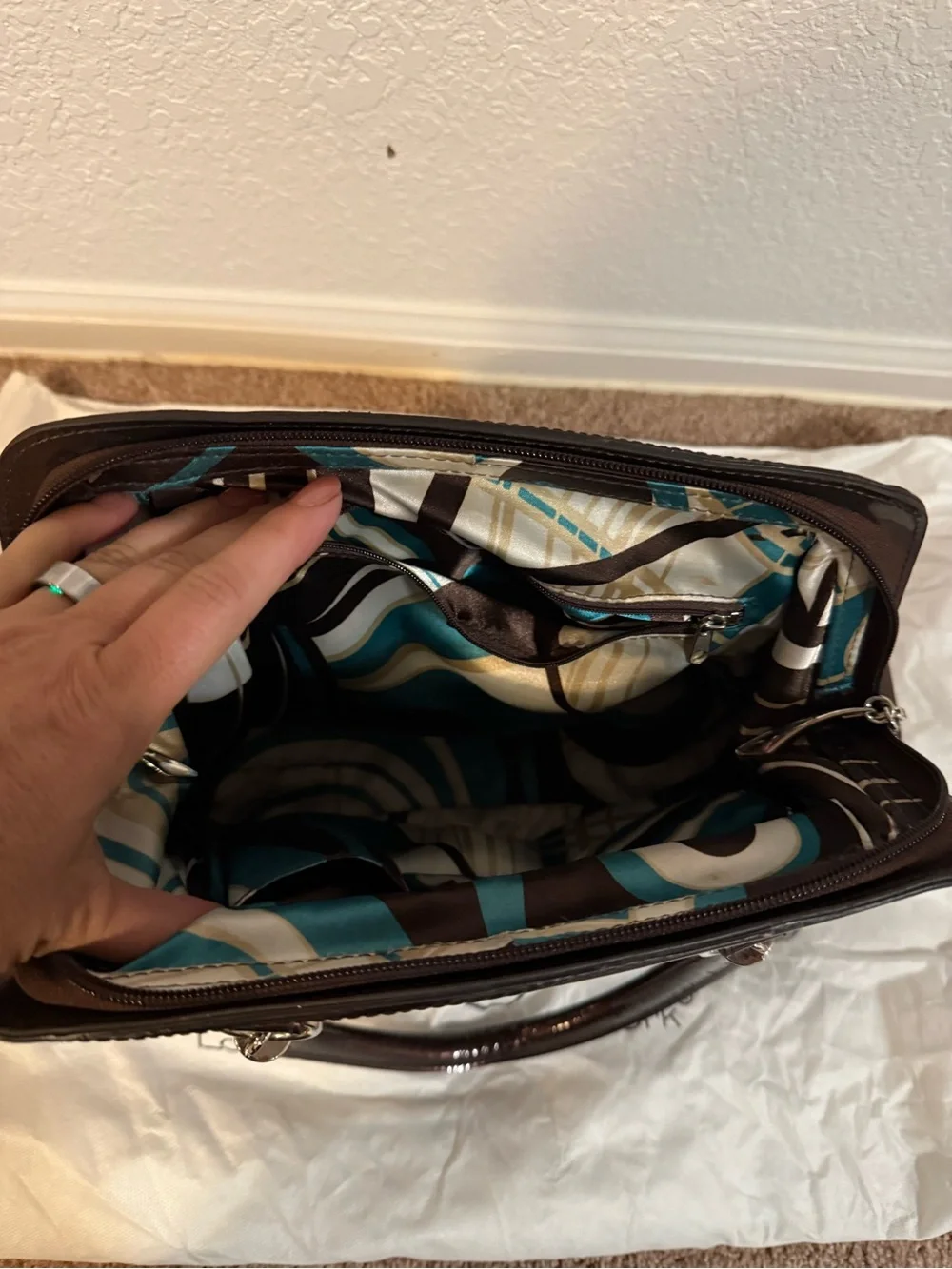 Beijo Shiny Chocolate Brown Satchel Handbag